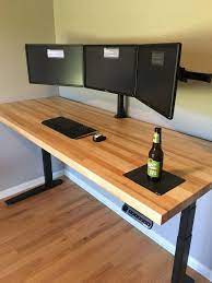 This is the bottom side. Butcher Block Hydraulic Desk Home Studio Desk Butcher Block Desk Desk