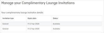 complimentary lounge invitations