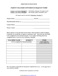 Fillable Online Parent Teacher Conference Request Form Getforms