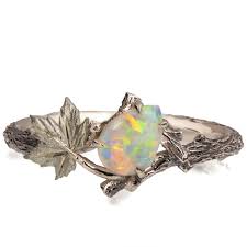 maple leaf opal ring white gold