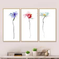 Designart Three Flowers Fl Framed
