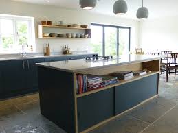 slate gray and oak bespoke kitchen by