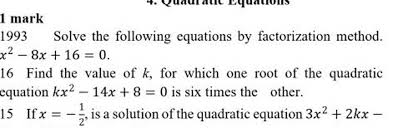 Equations By Factorization Method X2