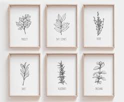Set Of 6 Herb Prints Kitchen Printable