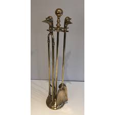 Vintage Brass Fire Set With Duck Heads