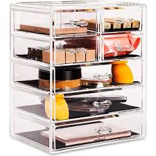 sorbus acrylic cosmetics makeup and jewelry storage case display 3 large