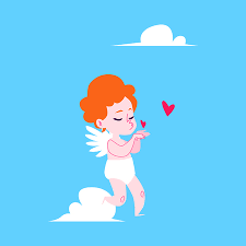 cartoon cupid ing kisses with