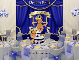 prince royal blue gold baby shower