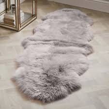 double pelt sheepskin rug grey by