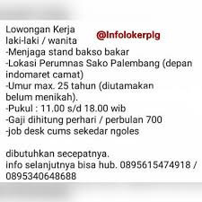 Последние твиты от perumnas sako (@seputarperumnas). Infolokerplg Info Lowongan Kerja Palembang Terbaru 26 Facebook