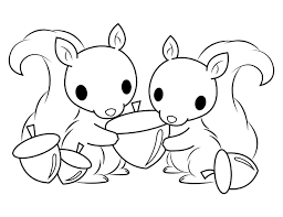 Print and color fall pdf coloring books from primarygames. Printable Baby Squirrels Holding An Acorn Coloring Page