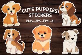cute puppies cartoon stickers 2643558