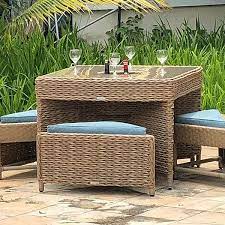 4 Seater Cube Table Tuck Under Rattan