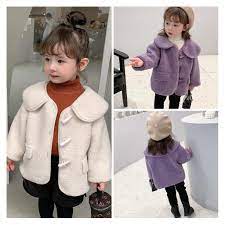 Ớ Áo khoác len lông cừu kiểu cổ bẻ phong cách thời trang thu đông cho bé gái  bán 197,160đ
