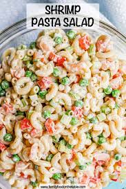 shrimp pasta salad family food on the