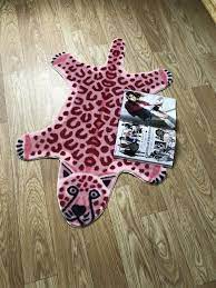 pink leopard print area rug non