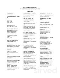 billy sunday s sports grill menu in