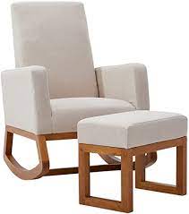Check spelling or type a new query. Amazon Com Yoleny Rocking Chair Mid Century Accent Chair Glider Rocker With Ottoman Seat Wood Base High Back Linen Armchair Beige Kitchen Dining