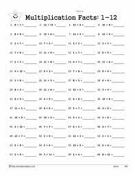 multiplication facts 1 12 worksheets