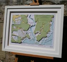 Hand Cut 3d Nautical Map Of Falmouth And Saint Mawes