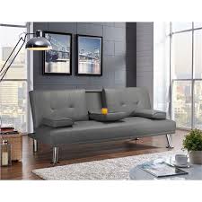 faux leather reclining futon