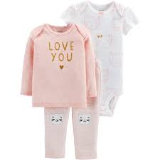 Carters Infant Girls 3 Pc Little Character Love You Set