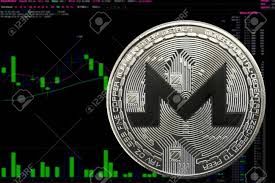 Coin Cryptocurrency Monero On A Background Chart