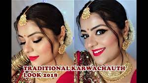 karwachauth traditional red makeup