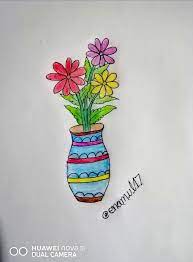 drawing a beautiful flower vase with