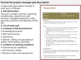 Construction Project Manager Responsibilities Resume Clinical Data