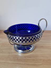 Vintage Cobalt Blue Glass Dish Jug