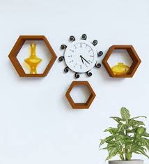 hexagon floating wall shelf set of