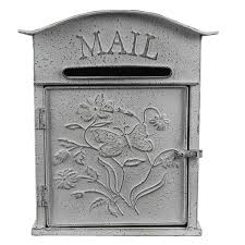 White Metal Flowers Wall Mailbox