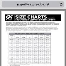 Gkelite Gymnastics Leo Small Sizing Chart Attached