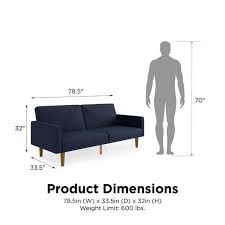 Dhp Jimmie Navy Linen Futon With Usb