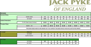 Jack Pyke Size Guide
