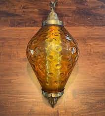 Rare Retro 60s 70s Amber Glass Globe