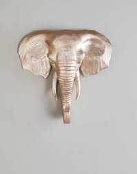 Color Elephant Head Wall Mount Trophy