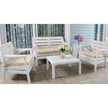 Patio Seating Group With Cushions White