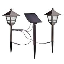 Hampton Bay Solar Bronze Outdoor Integrated Led 17 Lumens Landscape Pathway Light Kit With Solar Panel 2 Pack Lgd 01m The Home Depot