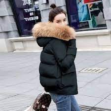 Short Padded Coat With Fur Trim Hood