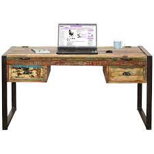 The parker desk is crafted with reclaimed wood; Accrington Reclaimed Wood Computer Desk Free Uk Delivery