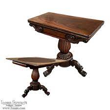 Flip Top Mahogany Game Table Console