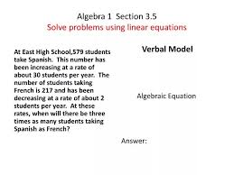 Algebra 1 Section 3 5 Solve Problems