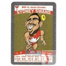 Goodes will return to training tomorrow after taking a break from the game after being the target of racial abuse and constant booing. 2010 2006 2010 2010 Afl Teamcoach 2010 Afl Teamcoach Magic Wildcards 2010 Afl Teamcoach Magic Wildcard Mw 14 Adam Goodes Footy Cards Afl Nrl Sports Trading Cards
