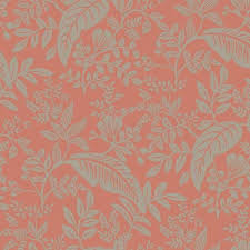 Metallic red and silver wallpaper. Ri5135 Metallic Silver Red Canopy Flowers And Leaves Rifle Paper Wallpaper
