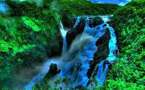 deep in the jungle beautiful waterfall