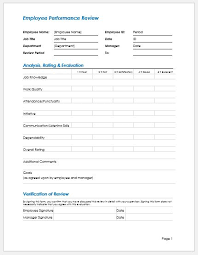Employee Performance Review Write Up Template Word Excel