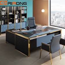 This custom modern home office features a murphy bed for overnight guests as well as a desk that neatly tucks away in a cabinet. Blue Red Luxury Modern Home Office Furniture Design Gold Computer Leather Table Office Table Set Standing Table Desk With Drawer Aliexpress