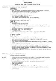 clerical support resume samples